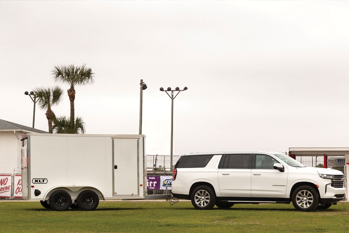 XLT Pro 7 Wide Trailer Parked At Race Track